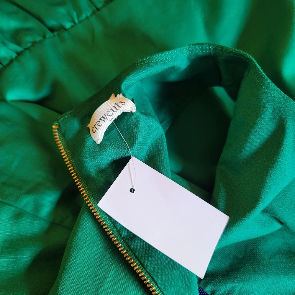 New! J Crew sz 4 Crewcuts Girls' Emerald Green Sateen Tiered Dress NWT
